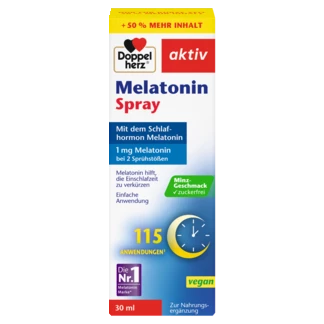 Abbildung der Produktverpackung Doppelherz aktiv Melatonin Spray Frontansicht